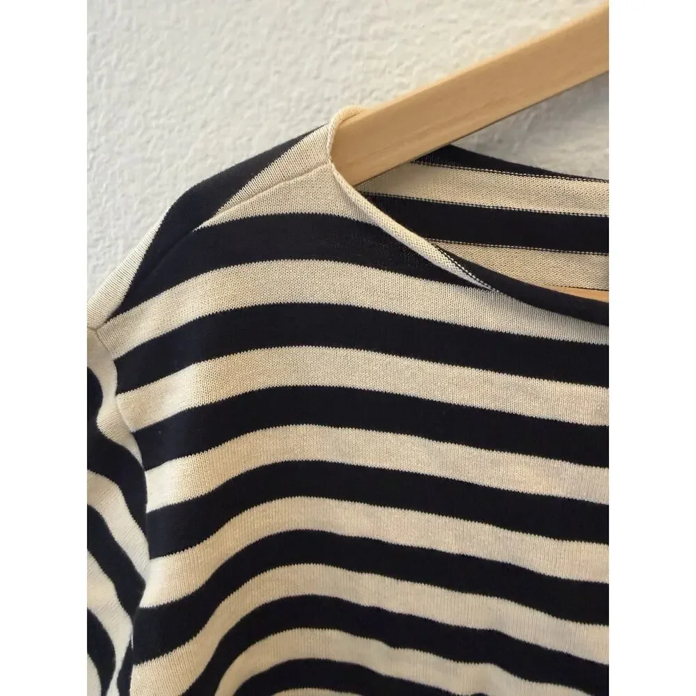 THE GREAT SAILOR SWEATER TOP BLACK CREAM STRIPE OVERSIZED SIZE 1/Small $225 - Picture 5 of 10